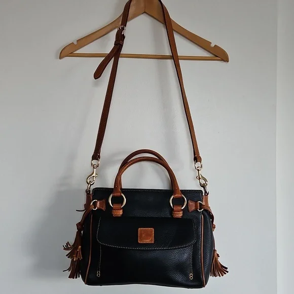 Vintage Dooney & Bourke Pebble Leather Tassel Satchel - Picture 2 of 15